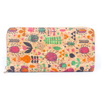 Thumbnail for Natural cork with flower pattern zipper wallet BAGD-191-5