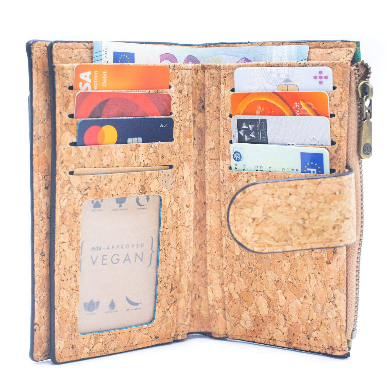 6 Natural Cork card Wallets with Floral Print and Mosaic Patterns (6 Units Pack) HY-013-MIX-6-4