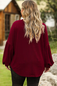 Thumbnail for Faux Knit Jacquard Puffy Long Sleeve Top-19