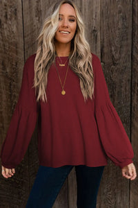 Thumbnail for Faux Knit Jacquard Puffy Long Sleeve Top-0