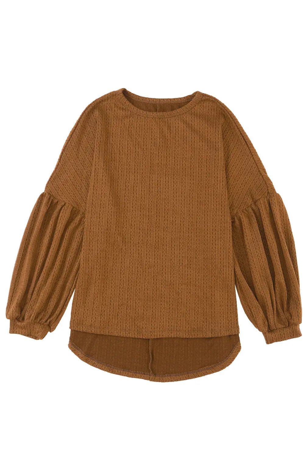 Faux Knit Jacquard Puffy Long Sleeve Top-14
