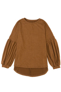 Thumbnail for Faux Knit Jacquard Puffy Long Sleeve Top-14
