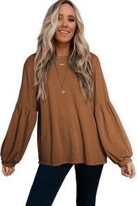 Thumbnail for Faux Knit Jacquard Puffy Long Sleeve Top-13