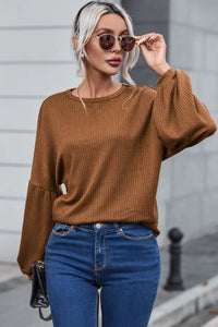 Thumbnail for Faux Knit Jacquard Puffy Long Sleeve Top-9
