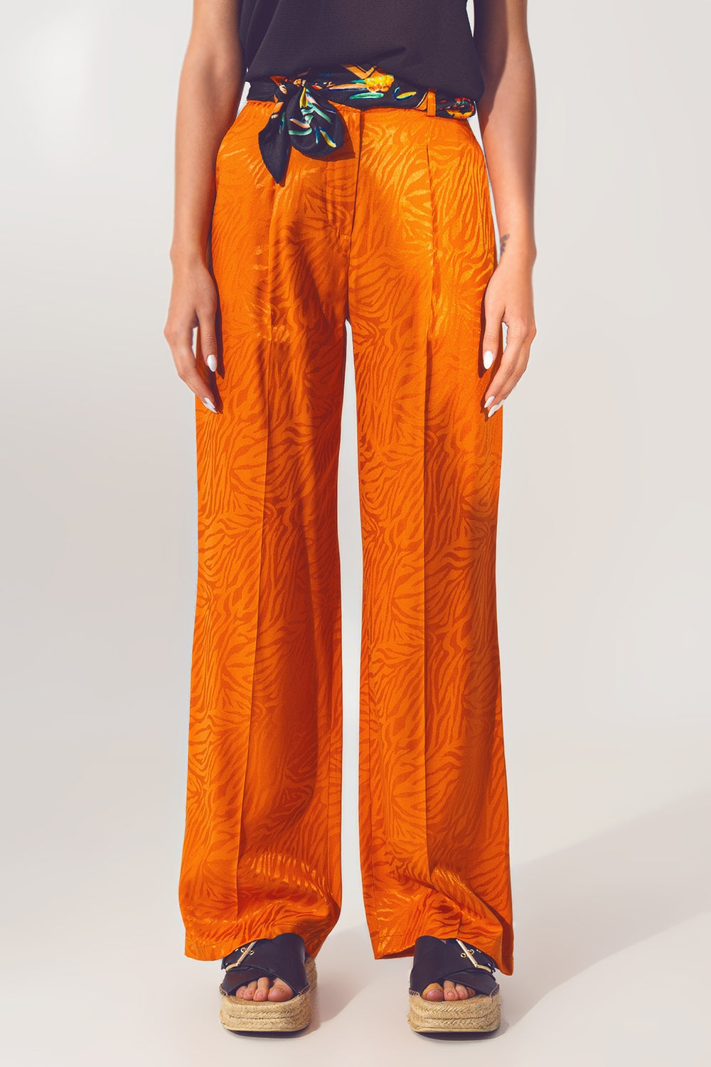 Loose Fit Zebra Print Pants in Orange-5