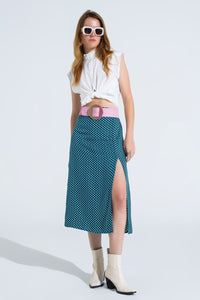 Thumbnail for Maxi Skirt in Green With Flower Print and Side Slit-2