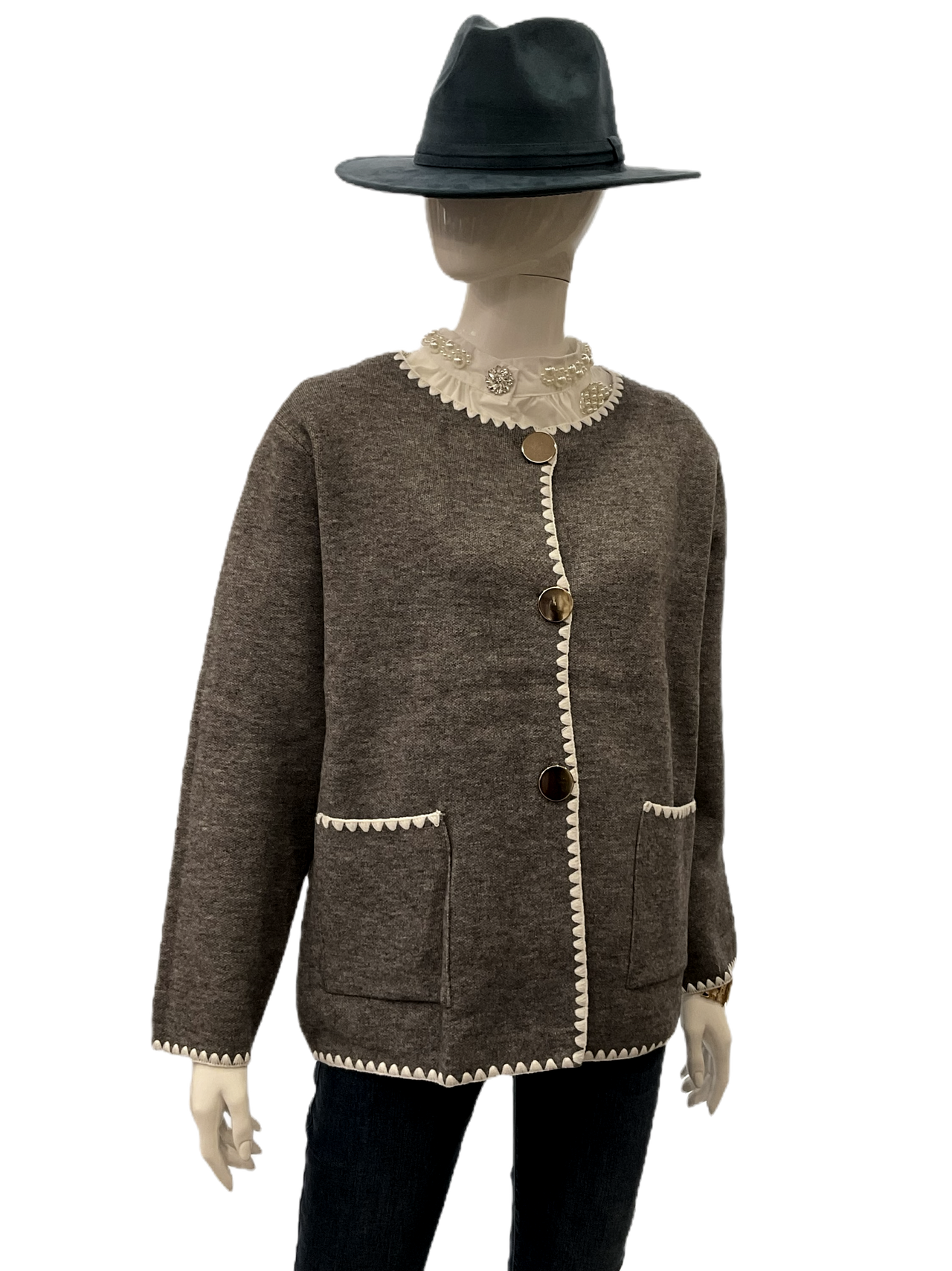 Woman’s Knitted Jacket Πλεκτή Ζακέτα  με χρυσά κουμπιά-1