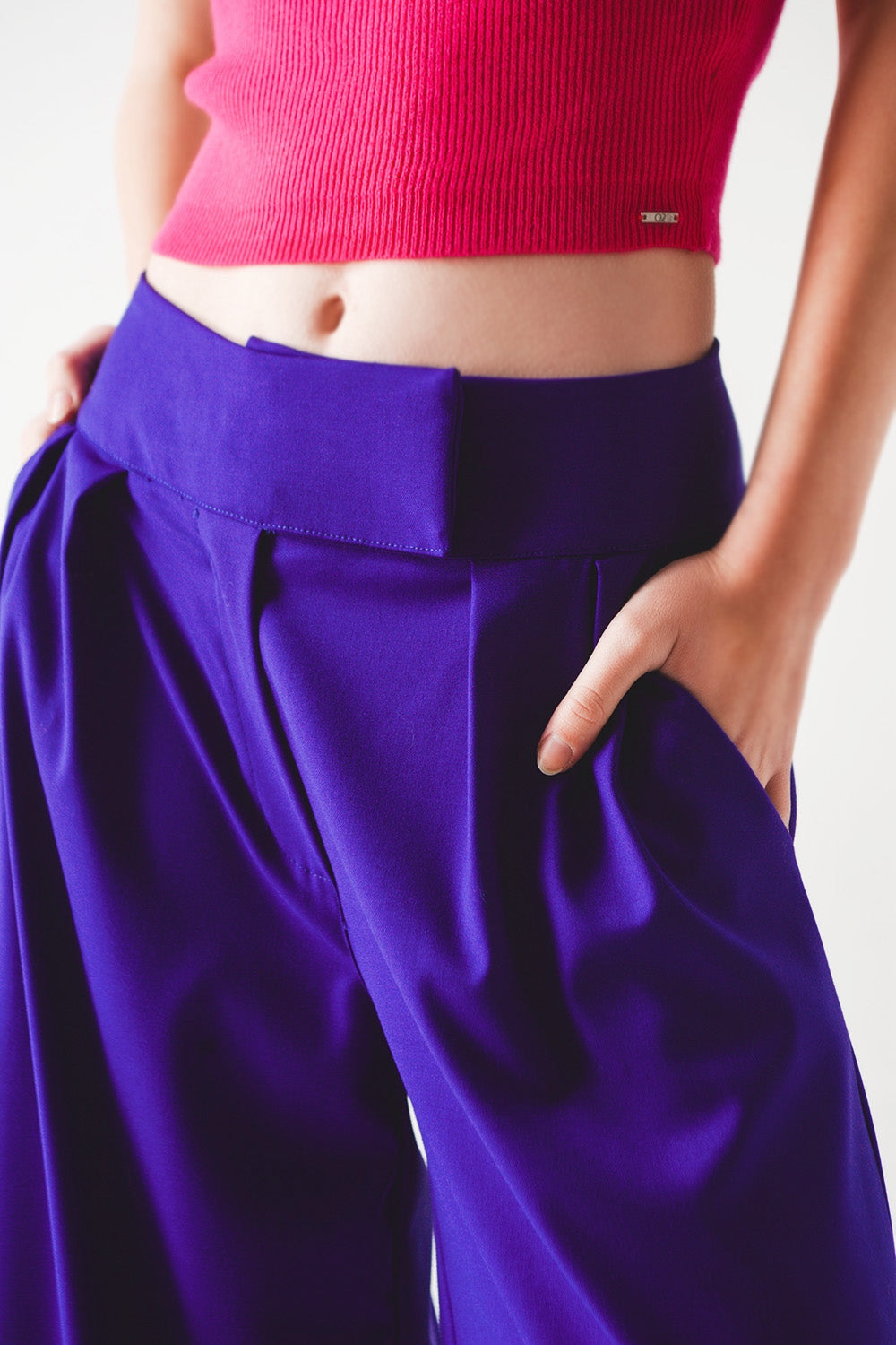 Pleated Wide Leg Pants in Purple-5