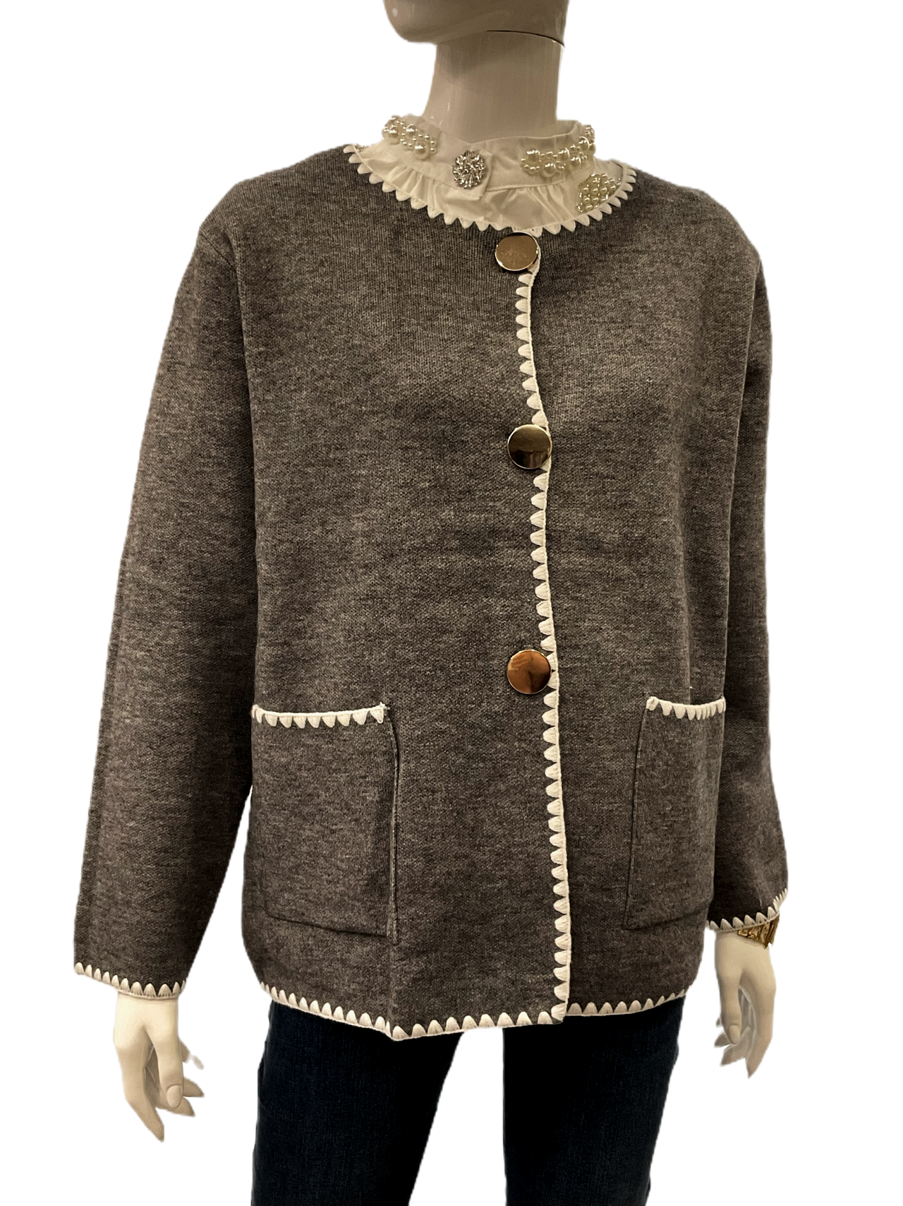 Woman’s Knitted Jacket Πλεκτή Ζακέτα  με χρυσά κουμπιά-0