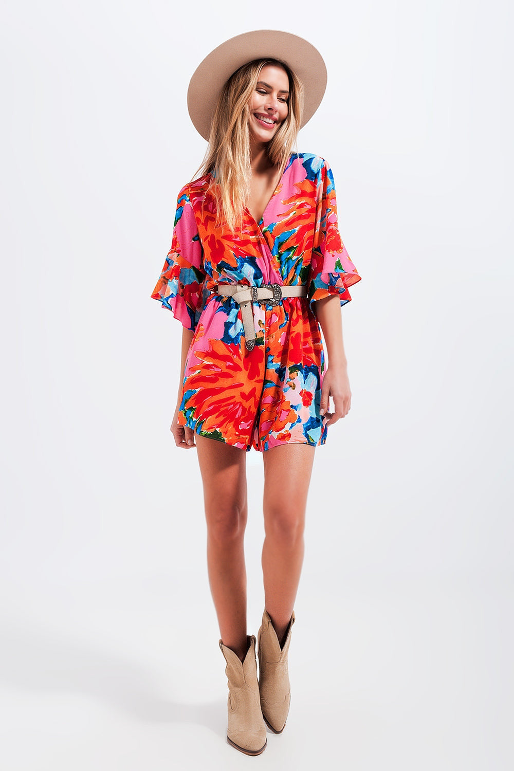 Wrap Playsuit in Floral-3