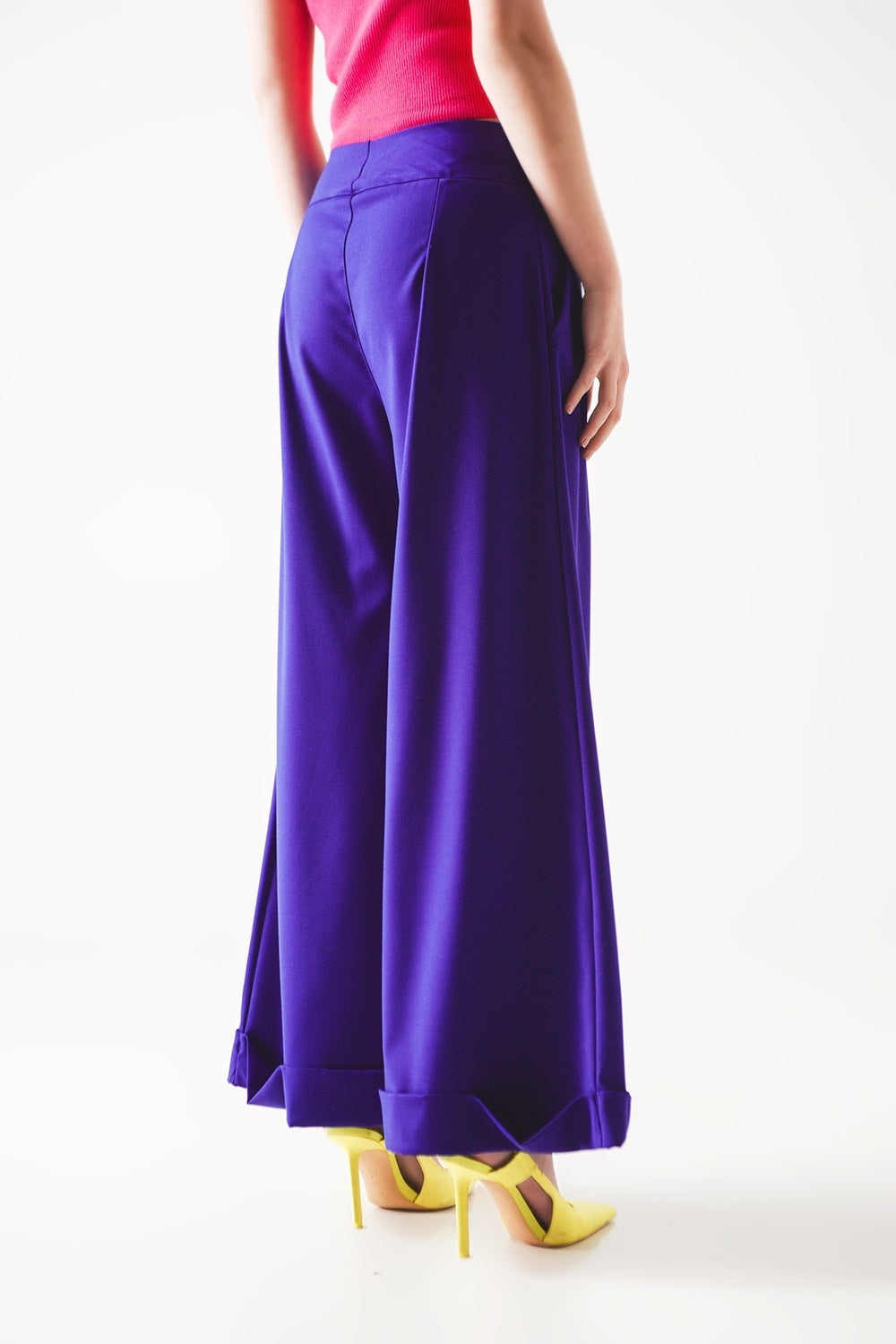 Pleated Wide Leg Pants in Purple-3