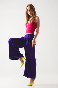 Thumbnail for Pleated Wide Leg Pants in Purple-1