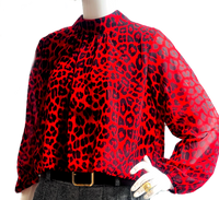 Thumbnail for Striking crop blouse in a bold leopard red and black color-0