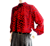 Thumbnail for Striking crop blouse in a bold leopard red and black color-2