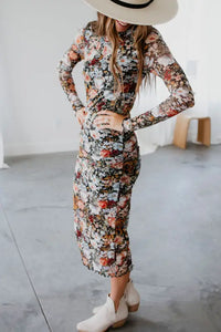 Thumbnail for Floral  Bodycon Midi Dress-3