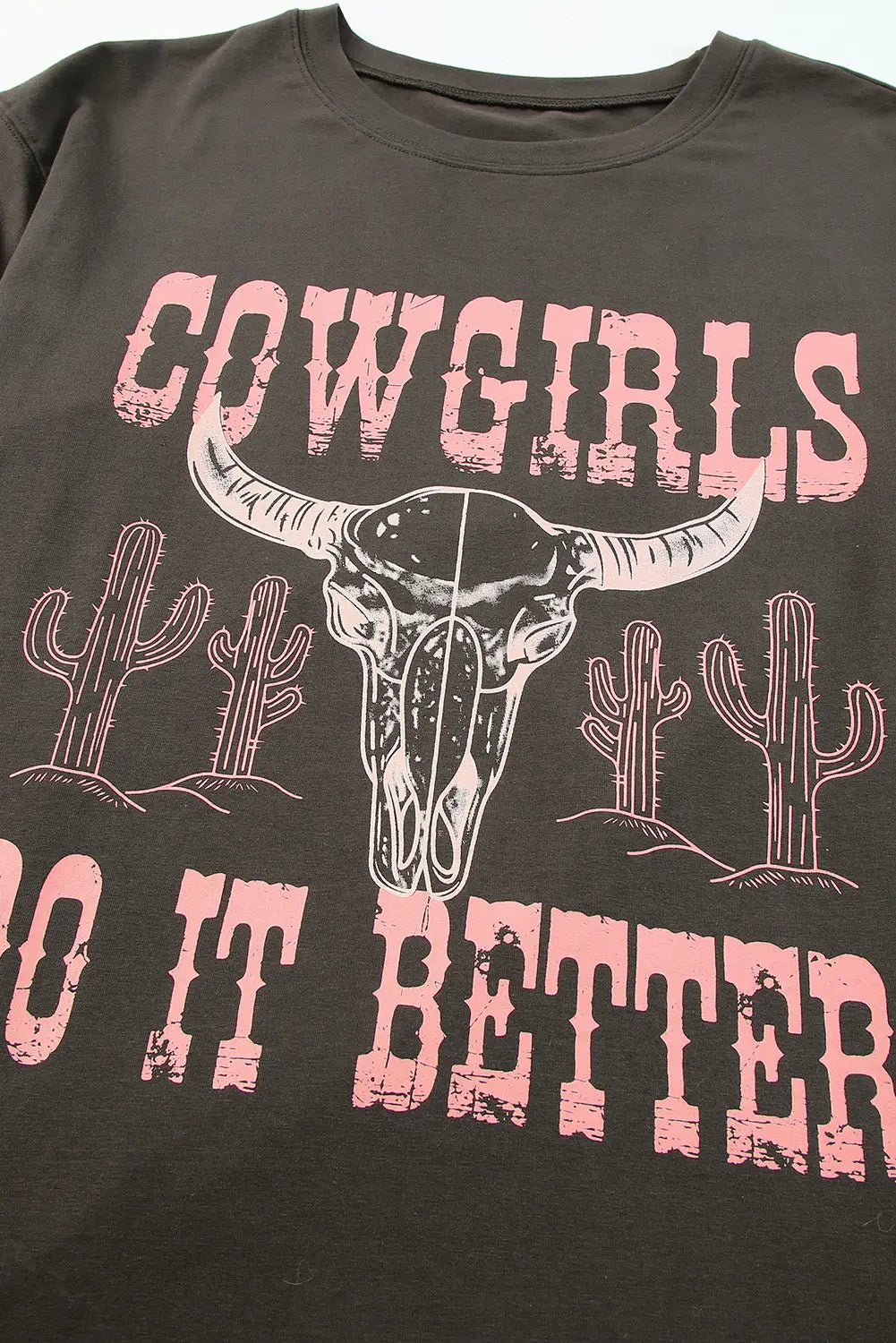 Gray COWGIRLS DO IT BETTER Graphic Print Oversized T Shirt-10