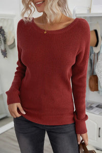 Thumbnail for Gray Cross Back Hollow-out Sweater-15