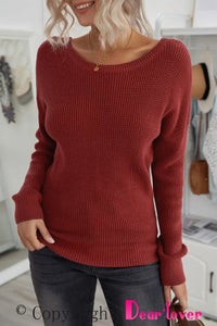 Thumbnail for Gray Cross Back Hollow-out Sweater-17