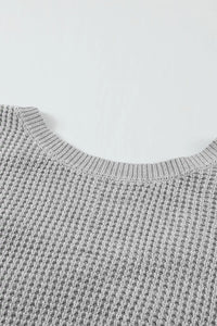 Thumbnail for Gray Cross Back Hollow-out Sweater-9