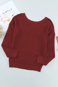 Thumbnail for Gray Cross Back Hollow-out Sweater-19
