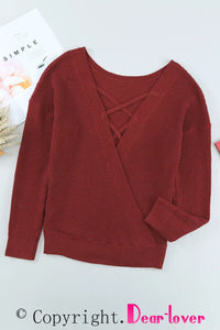 Thumbnail for Gray Cross Back Hollow-out Sweater-24