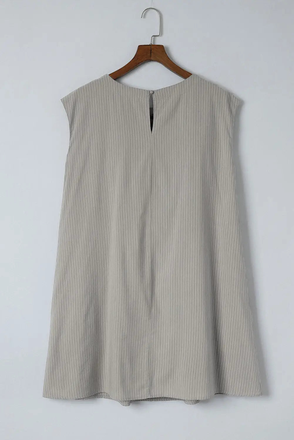 Gray Embroidered Striped Print Sleeveless Mini Dress-6