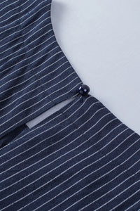 Thumbnail for Gray Embroidered Striped Print Sleeveless Mini Dress-19