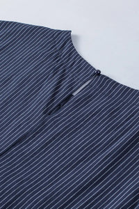 Thumbnail for Gray Embroidered Striped Print Sleeveless Mini Dress-20
