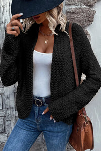 Thumbnail for Gray Popcorn Knit Open Front Cardigan-4
