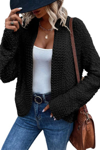 Thumbnail for Gray Popcorn Knit Open Front Cardigan-7