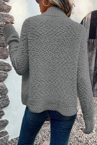 Thumbnail for Gray Popcorn Knit Open Front Cardigan-1