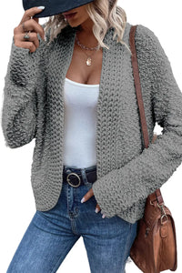 Thumbnail for Gray Popcorn Knit Open Front Cardigan-3