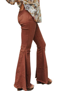 Thumbnail for High Waist Raw Hem Flare Jeans-4