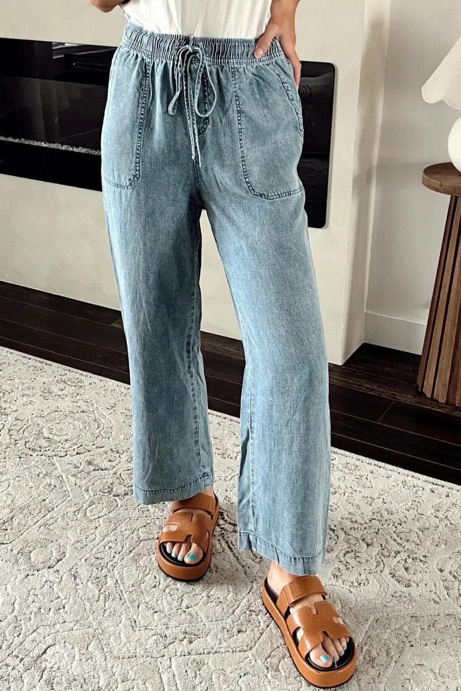 Loose Straight Denim Pants-2