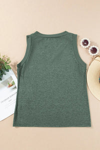 Thumbnail for Mist Green Ribbed V Neck Tank-5