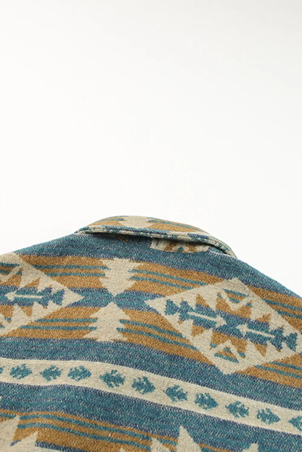 Multicolor Western Aztec Print Button Flap Pocket Shacket-26