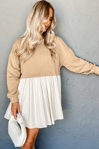 Thumbnail for Pale Khaki Sweatshirt Poplin Mini Dress-6