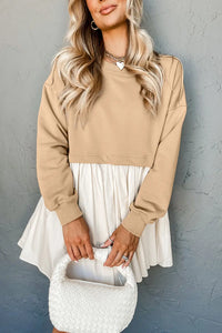 Thumbnail for Pale Khaki Sweatshirt Poplin Mini Dress-3