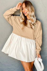 Thumbnail for Pale Khaki Sweatshirt Poplin Mini Dress-4