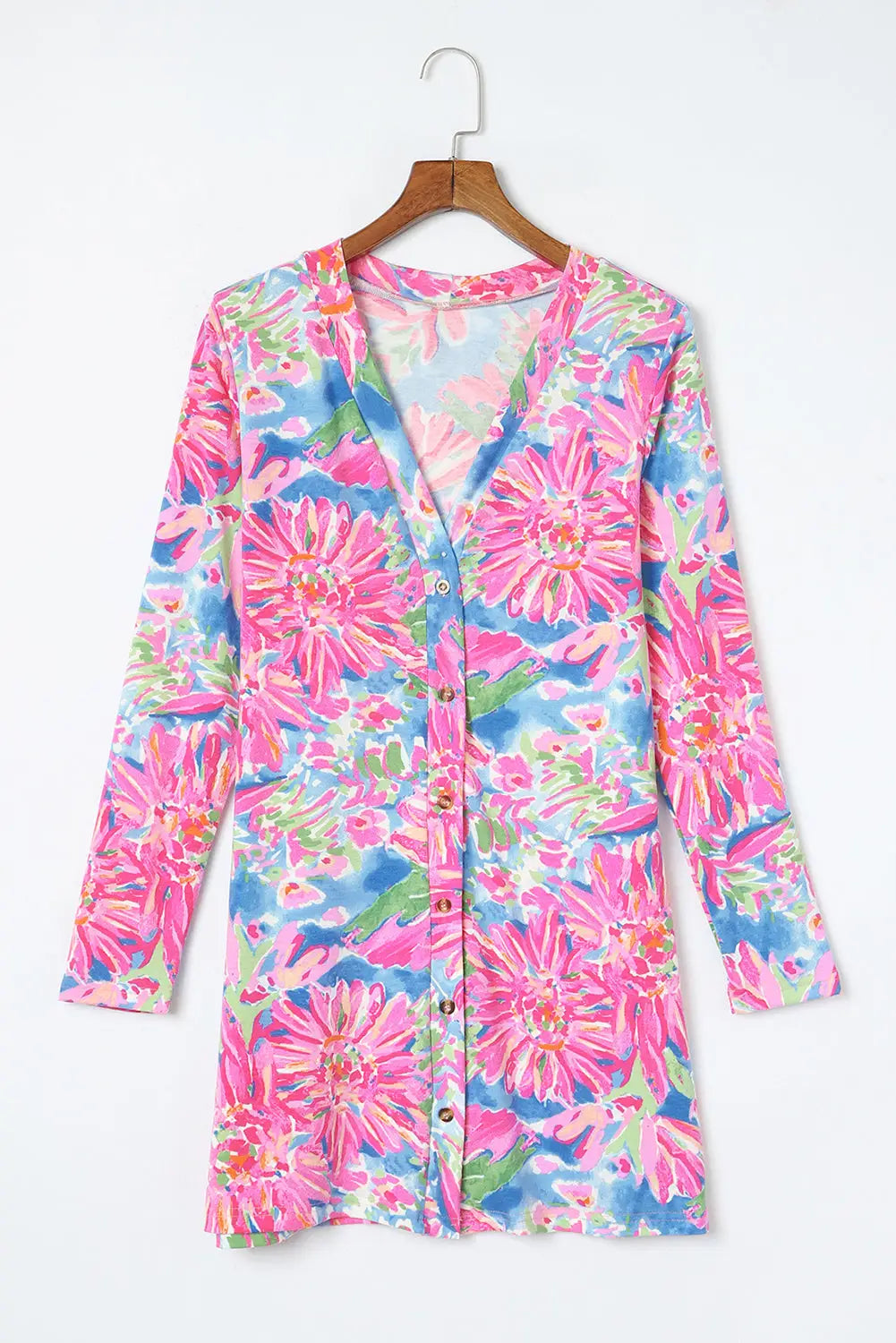 Pink Sleeveless High Waist Pocketed Floral Maxi Dress-98