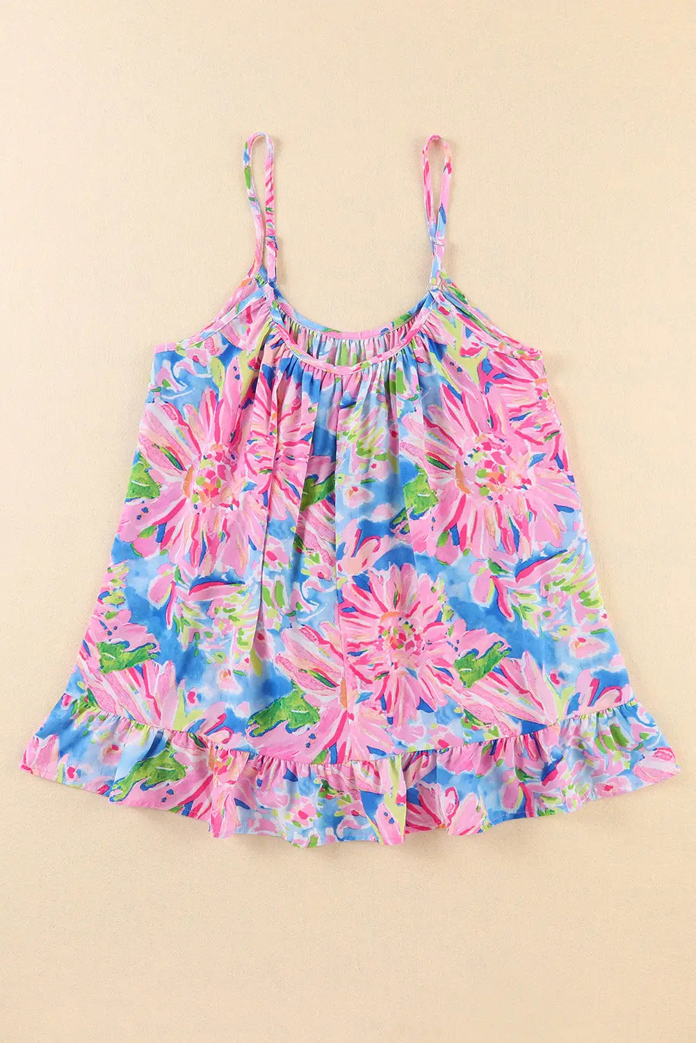 Pink Sleeveless High Waist Pocketed Floral Maxi Dress-20