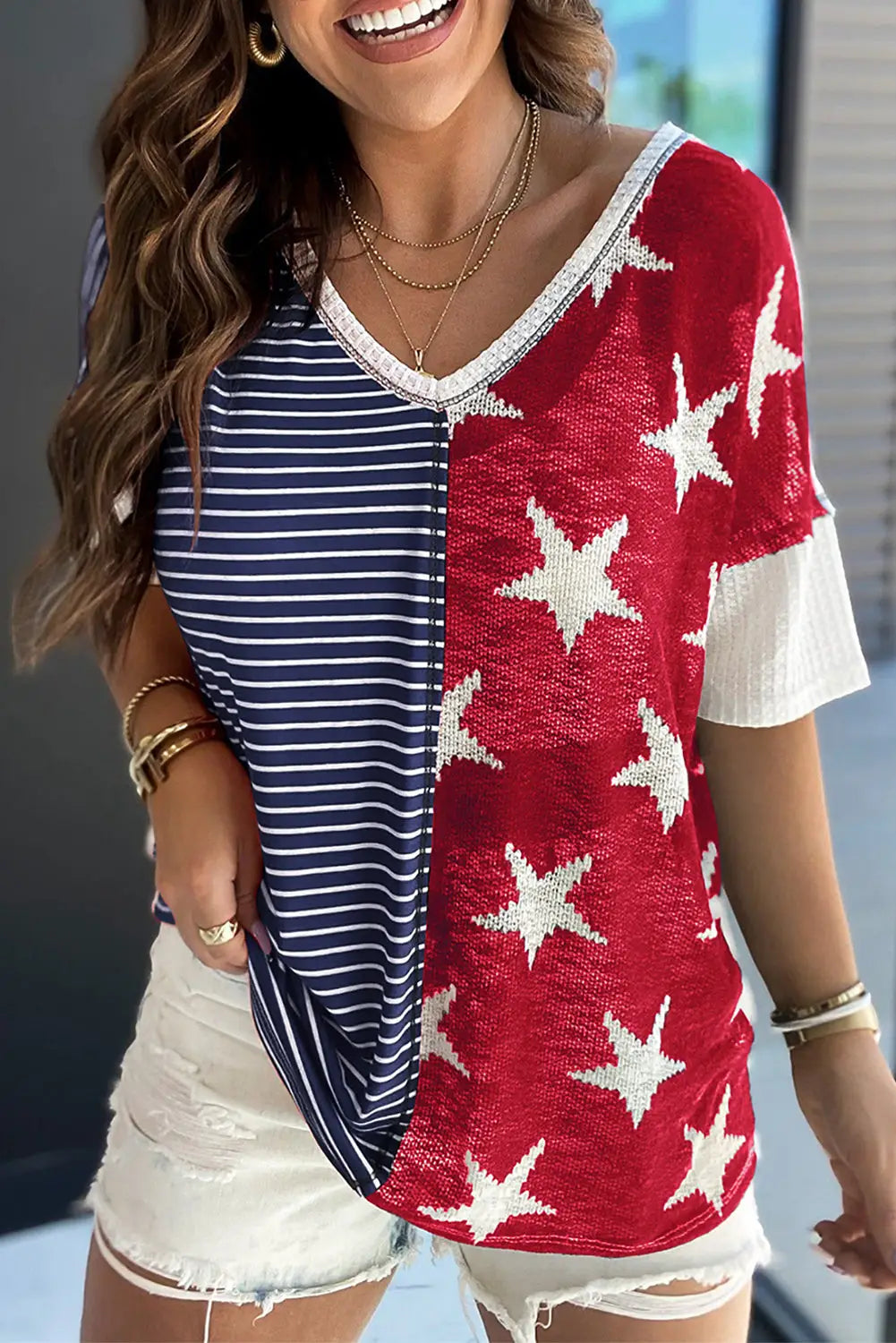 Red American Flag Stars and Stripes Tank Top-47