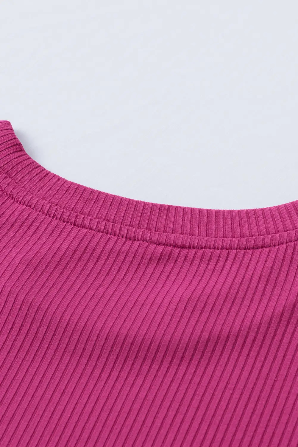 Rose Bubble Half Sleeves Ribbed Knit Top-8