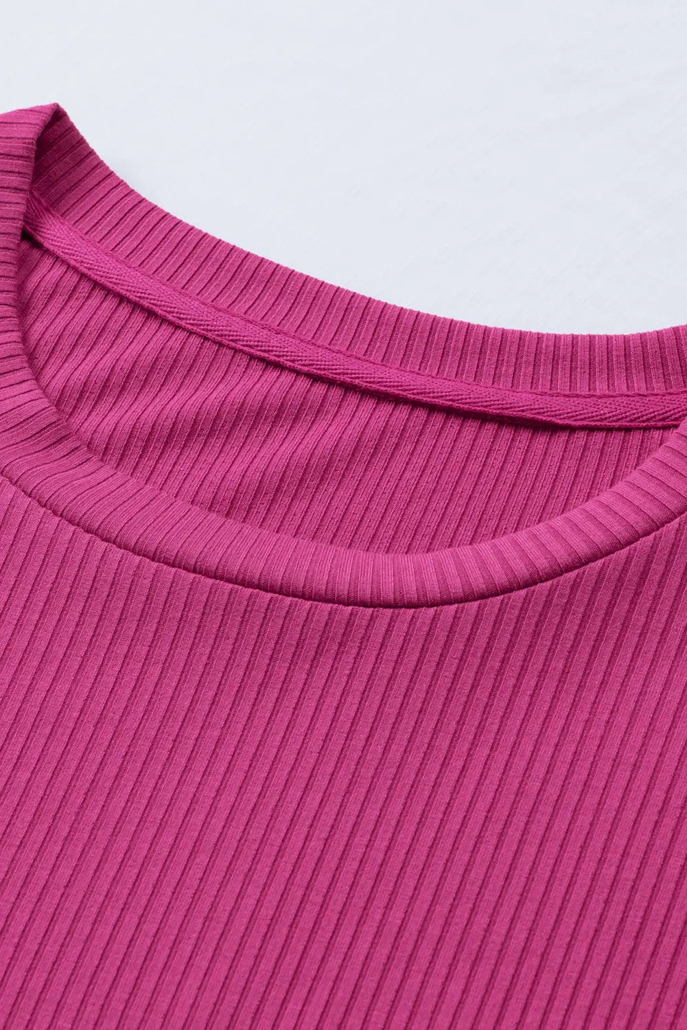 Rose Bubble Half Sleeves Ribbed Knit Top-7