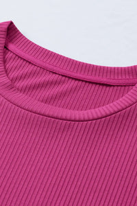 Thumbnail for Rose Bubble Half Sleeves Ribbed Knit Top-7
