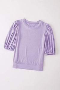 Thumbnail for Rose Bubble Half Sleeves Ribbed Knit Top-33