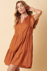 Thumbnail for Russet Orange Tiered Mini Dress-3