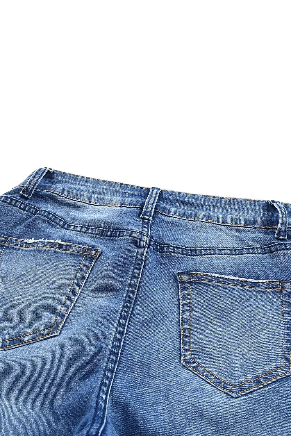 Sky Blue Acid Wash Roll-up Edge Bermuda Short Jeans-16