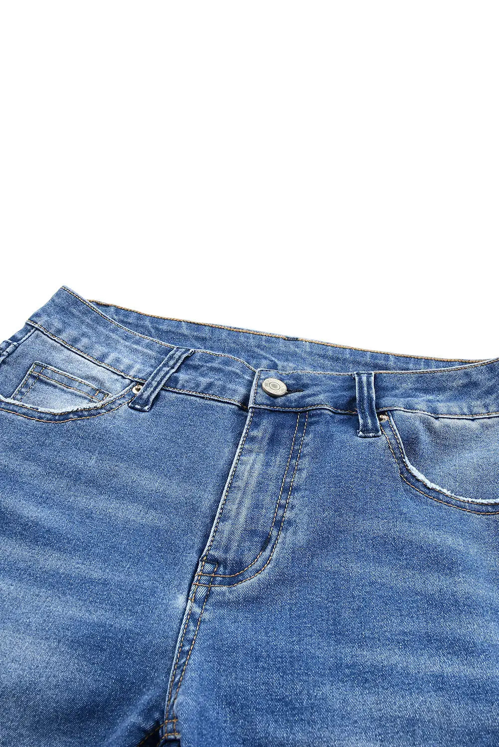 Sky Blue Acid Wash Roll-up Edge Bermuda Short Jeans-14
