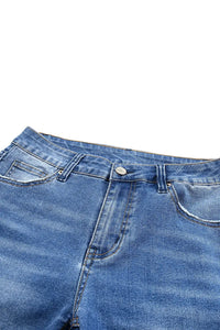 Thumbnail for Sky Blue Acid Wash Roll-up Edge Bermuda Short Jeans-14